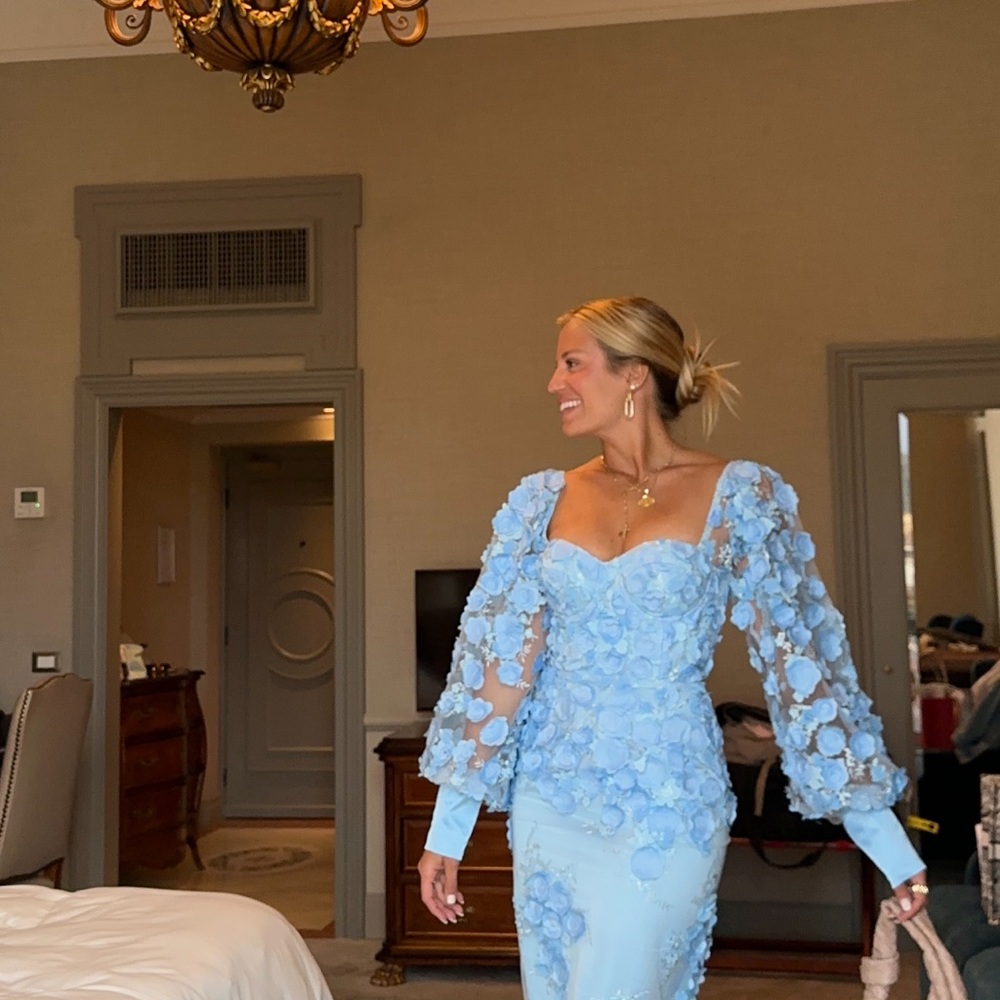 Alamour The Label Light Blue Floral Long Sleeve Dress